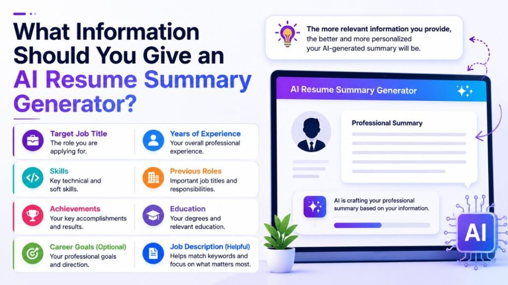 AI Resume Summary Generator: Write a Better Professional Summary what information should you give an ai resume summary generator