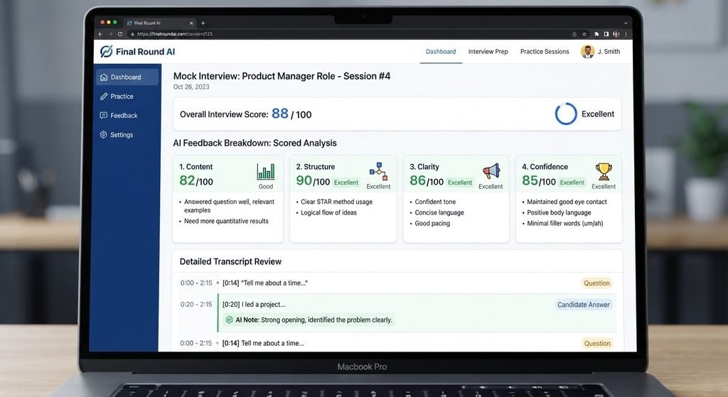 Best AI Interview Preparation Tools for Job Seekers in 2026 final round ai interview score dashboard with category breakdowns