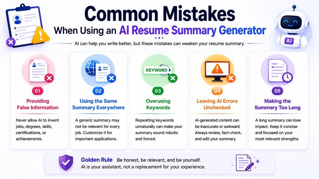 AI Resume Summary Generator: Write a Better Professional Summary common mistakes when using an ai resume summary generator