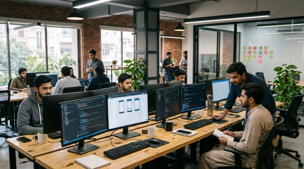 conceptual view of modern software training and collaborative it workspace in sheikhupura